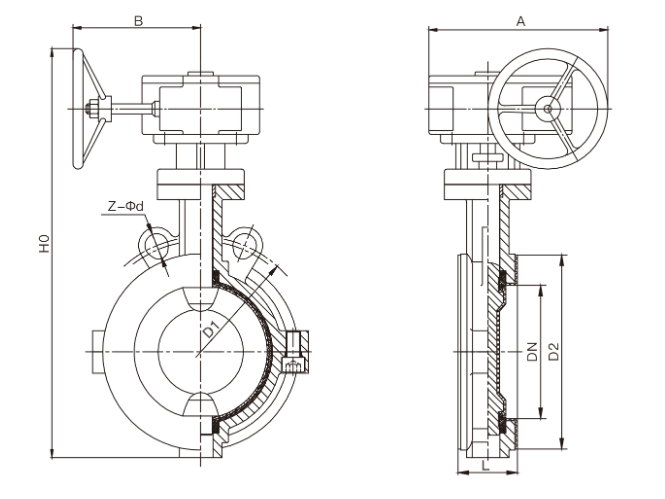 Wafer type fluorine-lined centerline butterfly valve(图1)